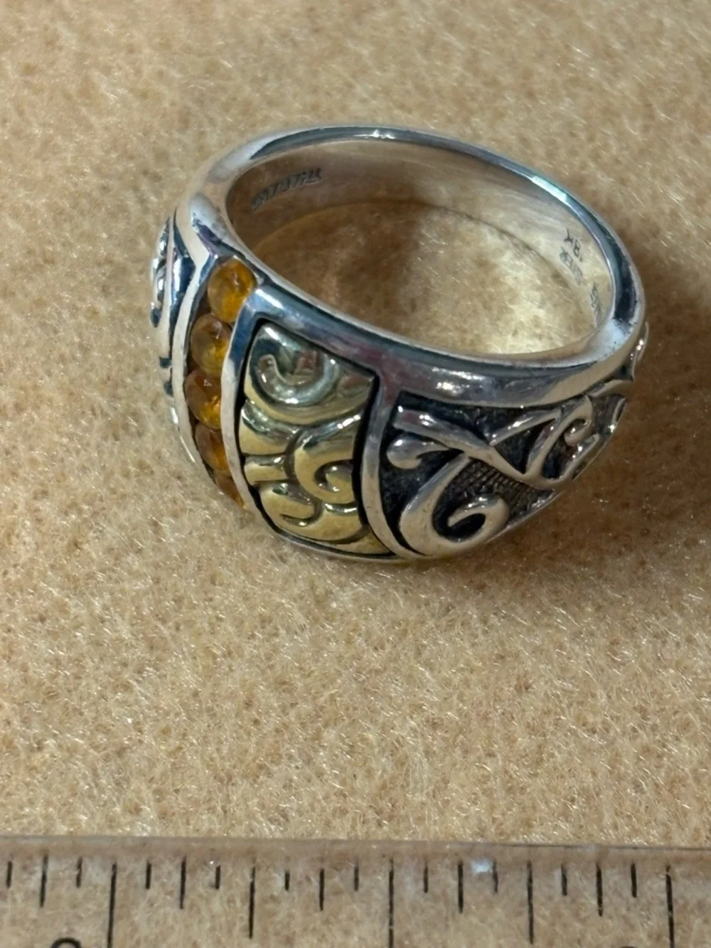 Sterling and 18k gold ring with citrine - Picture 10 of 10